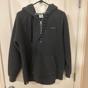 PINK Victoria's Secret Black Sherpa Zip-Up Hoodie